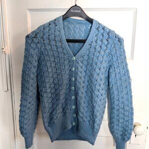 Sky Blue Hand-Knit Cardigan